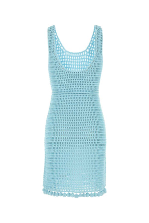 BURBERRY Chic Light Blue Crochet Mini Dress