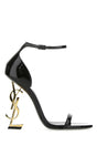 SAINT LAURENT Stylish Black Leather Opyum 110 Sandals - 12 cm Heel Height