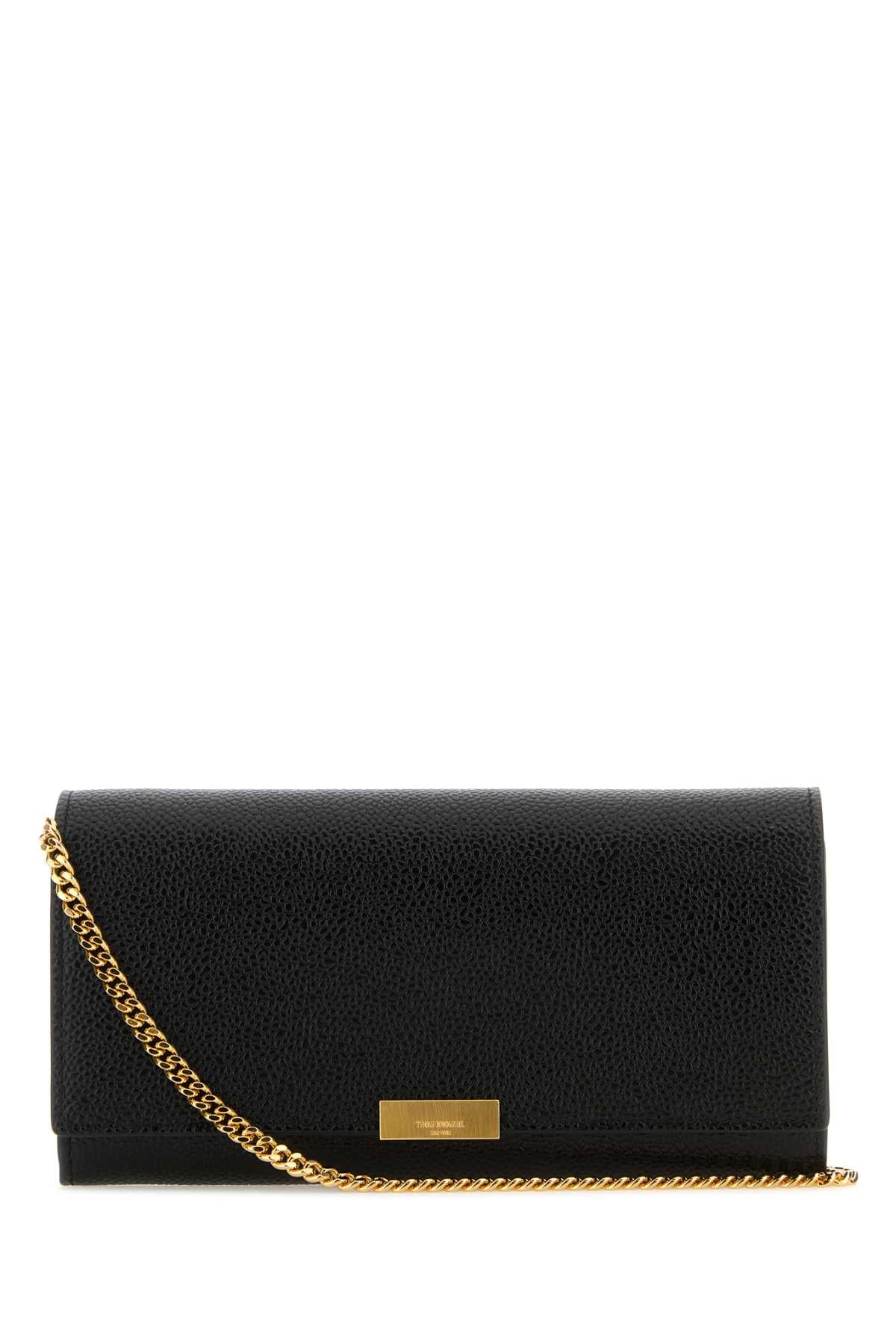 THOM BROWNE Mini Pave Wallet - Classic Black Leather