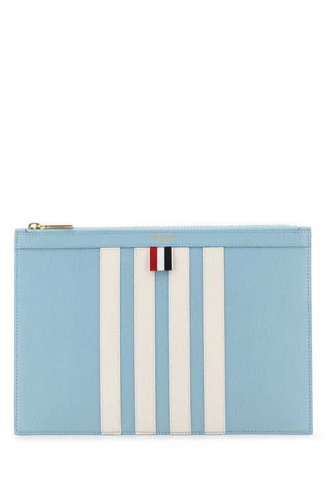 THOM BROWNE Pastel Light Blue Leather Clutch - 29 cm x 20.5 cm