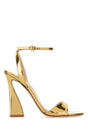 GIANVITO ROSSI Elevated Gold Leather Aura Sandals - 12 cm Heel