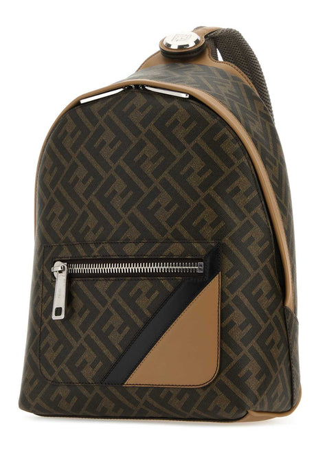 FENDI Mini Multicolor Canvas and Leather Backpack