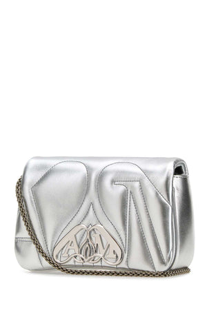 ALEXANDER MCQUEEN Mini Silver Leather Clutch with Chain Strap