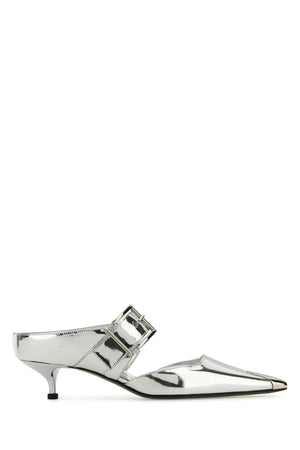 ALEXANDER MCQUEEN Silver Leather Punk Pumps with 4 cm Heel Height