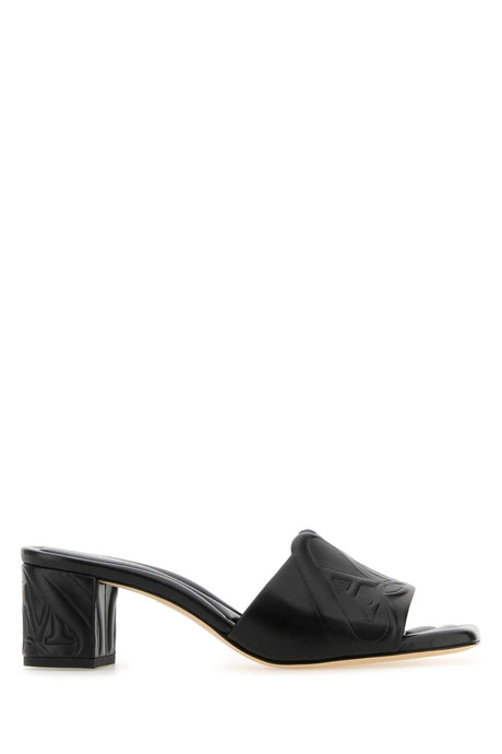 ALEXANDER MCQUEEN Seal Flat Leather Sandals with 5 cm Heel Height