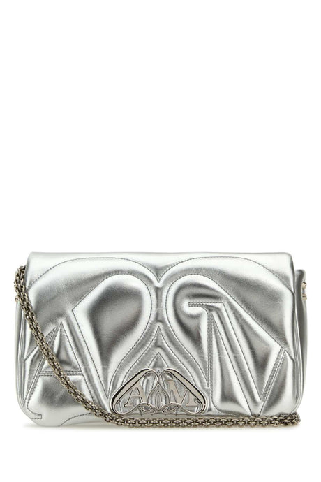 ALEXANDER MCQUEEN Mini Silver Leather Shoulder Handbag