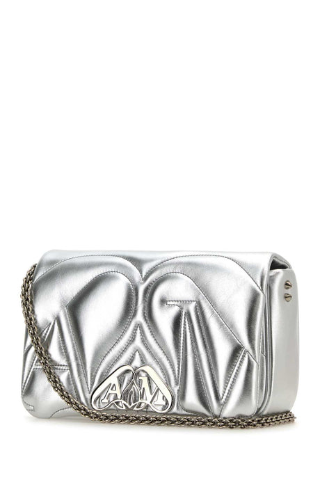 ALEXANDER MCQUEEN Mini Silver Leather Shoulder Handbag