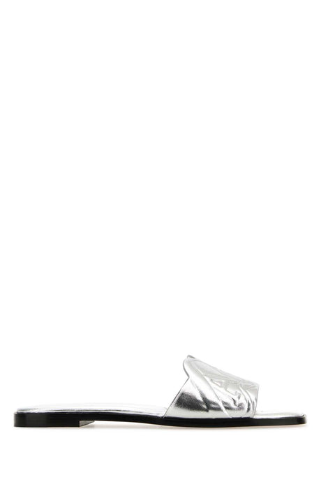 ALEXANDER MCQUEEN Silver Leather Slippers for Women