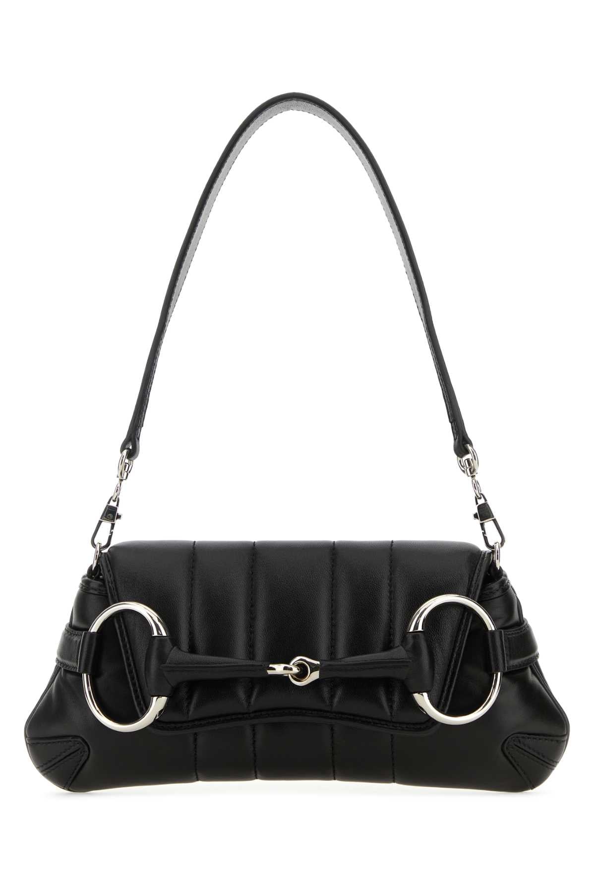 GUCCI Mini Black Leather Horsebit Chain Shoulder Handbag