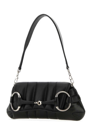 GUCCI Mini Black Leather Horsebit Chain Shoulder Handbag