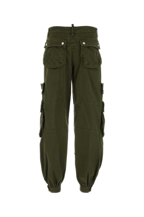 DSQUARED Women's Army Green Stretch Cotton Cargo Pants