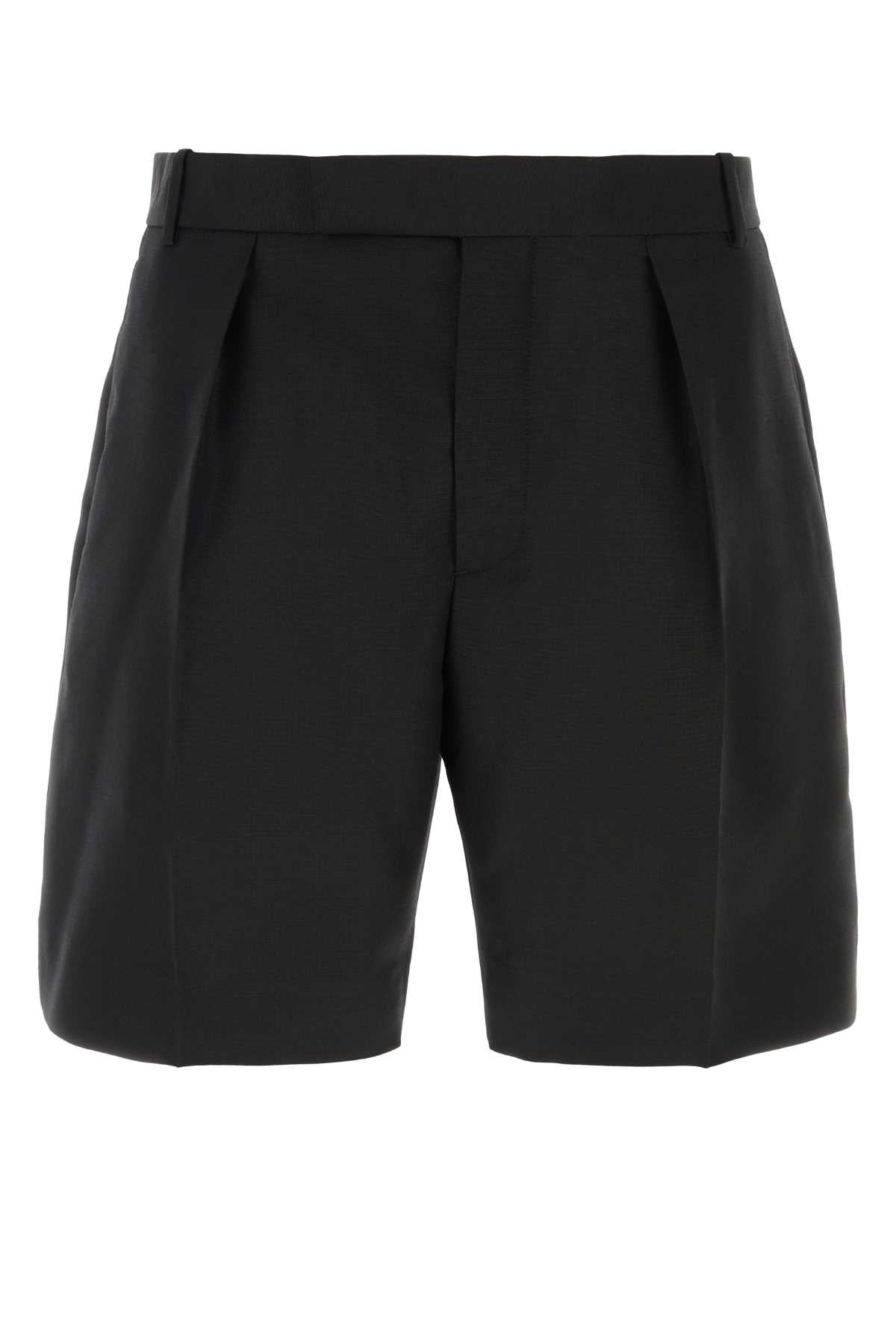 ALEXANDER MCQUEEN Stylish Black Wool Blend Bermuda Shorts