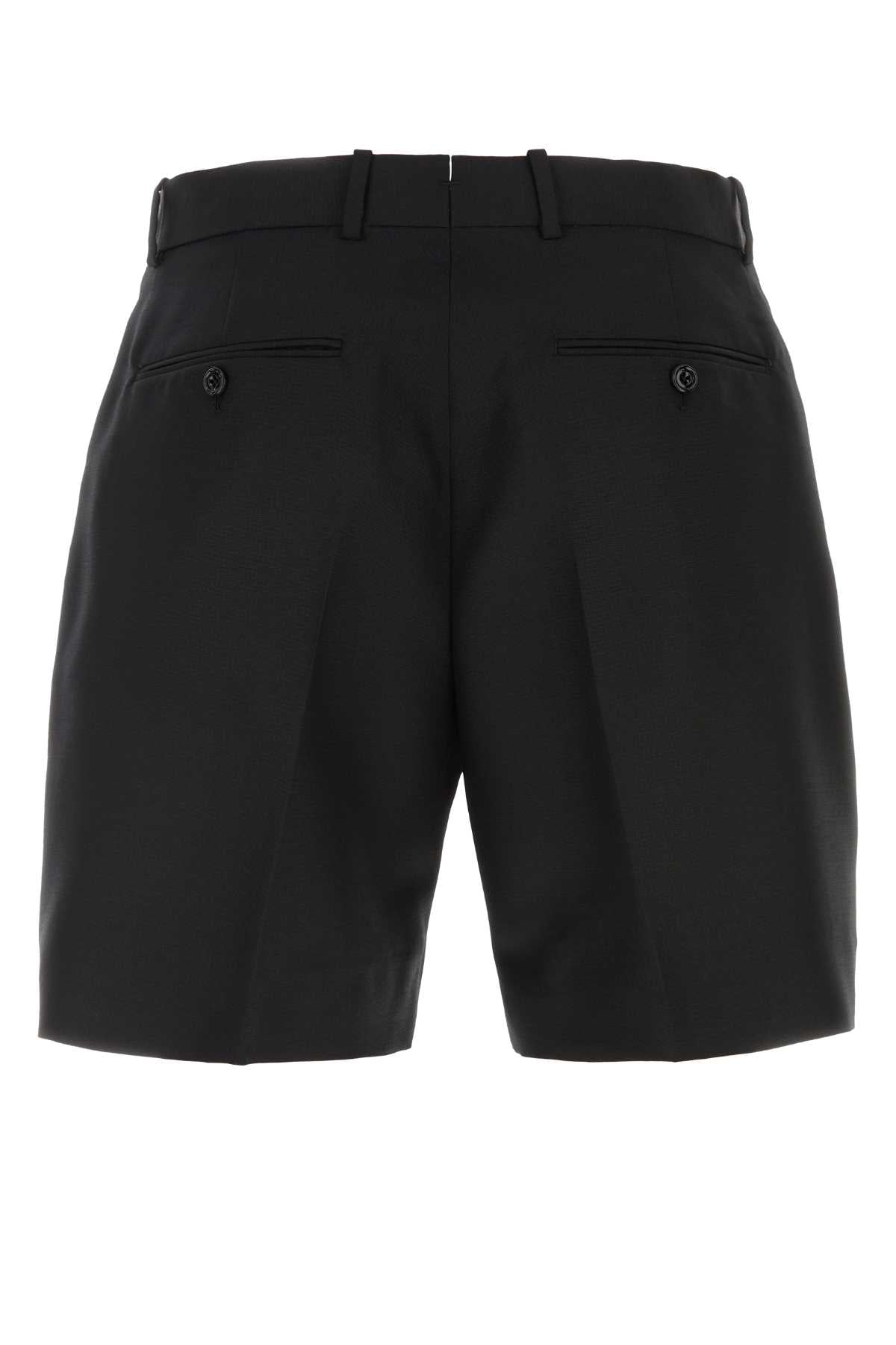 ALEXANDER MCQUEEN Stylish Black Wool Blend Bermuda Shorts