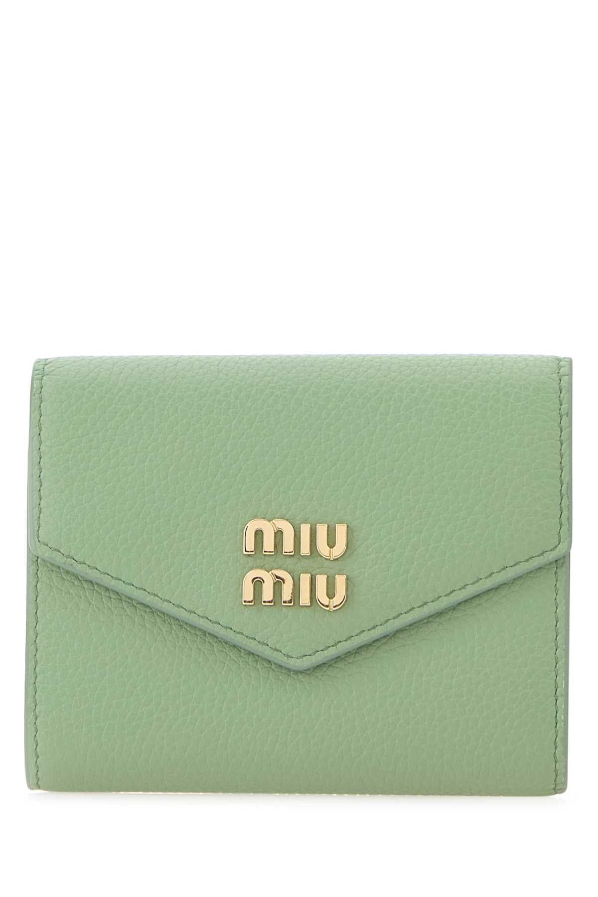 MIU MIU Pastel Green Mini Leather Wallet