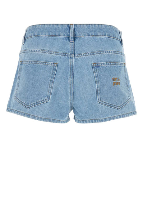 MIU MIU Light Blue Denim Mini Shorts for Women