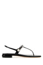 MIU MIU Fashionable Mini Black Leather Thong Sandals