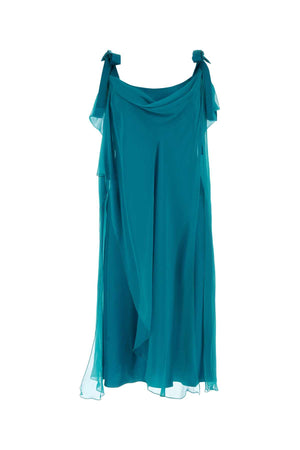 ALBERTA FERRETTI Silk Dress - Teal Green Mini Style for Women