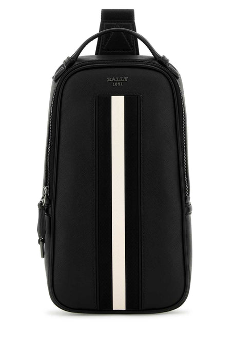 BALLY Stylish Black Leather Malikho Backpack (15 cm x 30 cm x 8 cm)