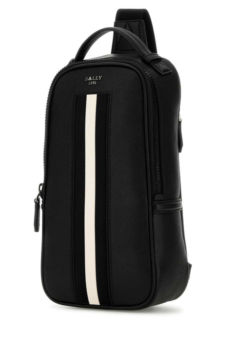 BALLY Stylish Black Leather Malikho Backpack (15 cm x 30 cm x 8 cm)