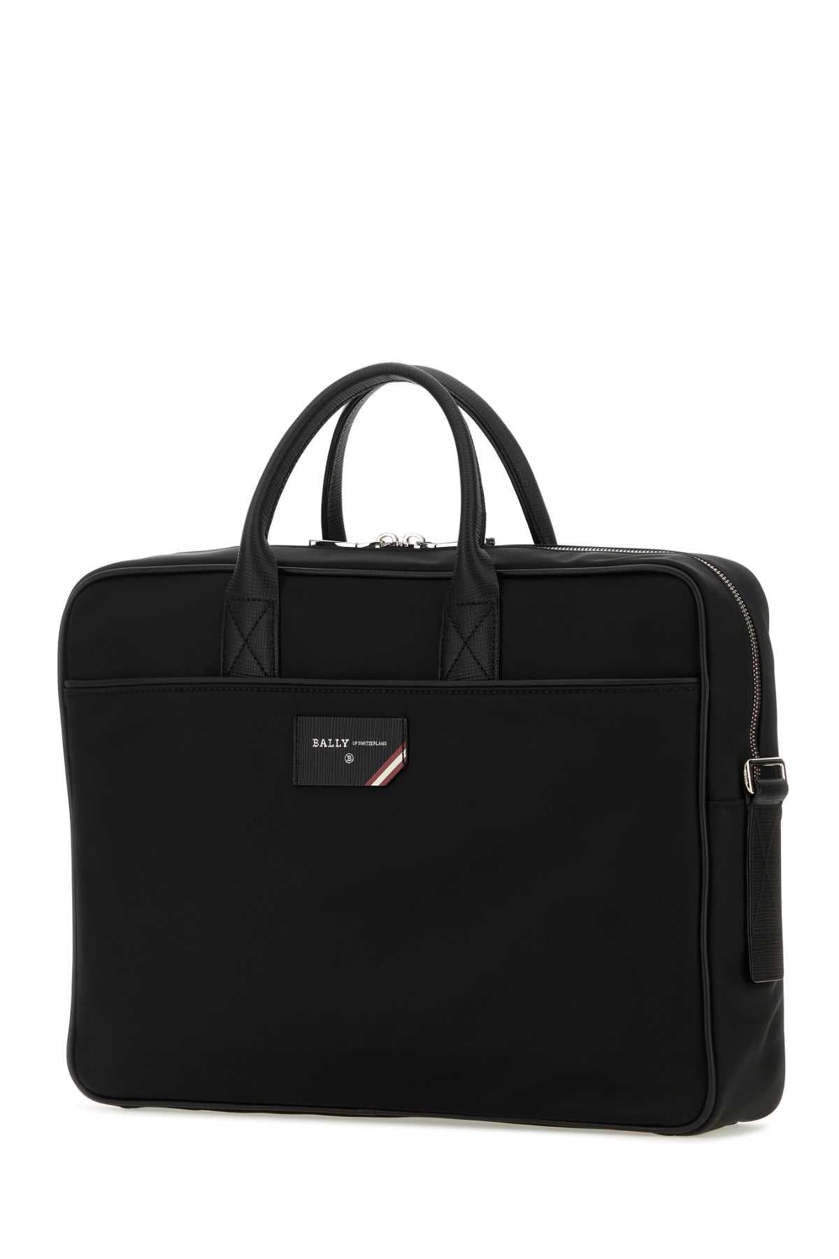 BALLY Classic Black Nylon Briefcase 38 x 29 x 8 cm