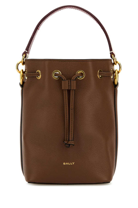 BALLY Mini Caramel Leather Bucket Handbag