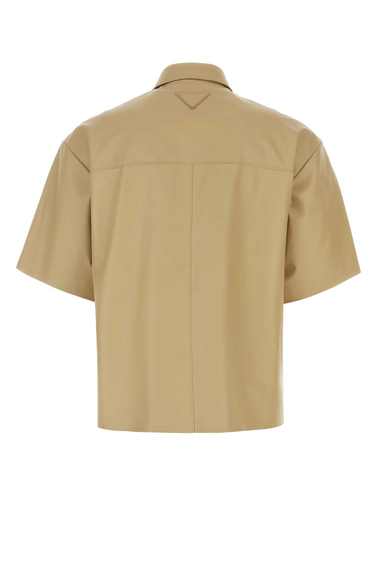 PRADA Elegant Beige Leather Button-Up Shirt for Men