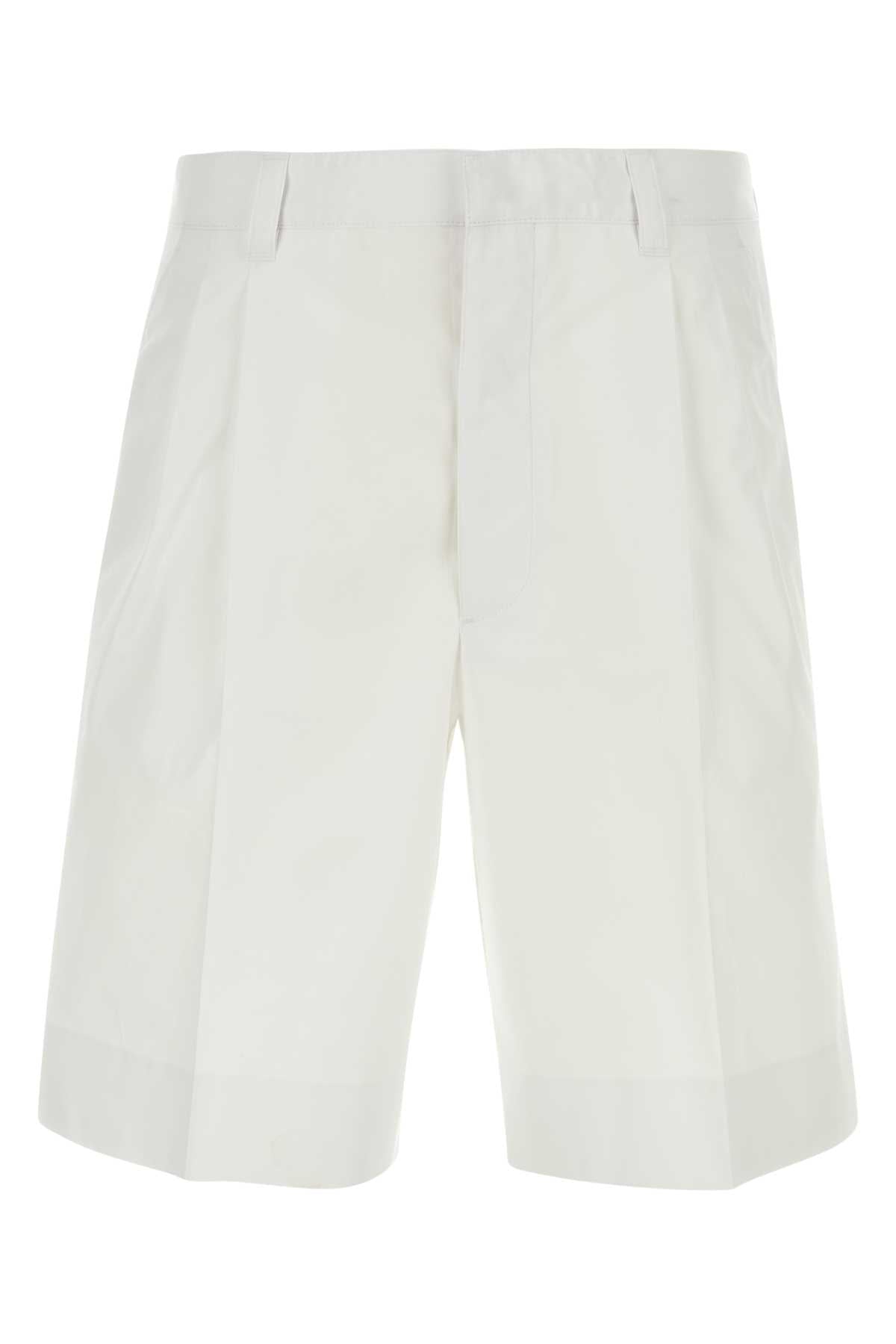 PRADA Stylish White Cotton Bermuda Shorts for Men