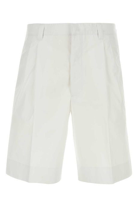 PRADA Stylish White Cotton Bermuda Shorts for Men