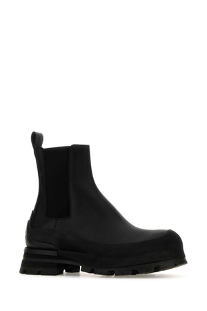 ALEXANDER MCQUEEN Classic Black Leather Chelsea Ankle Boots for Men