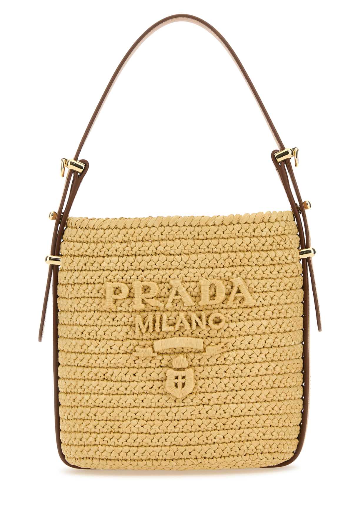 PRADA Mini Raffia Bucket Handbag