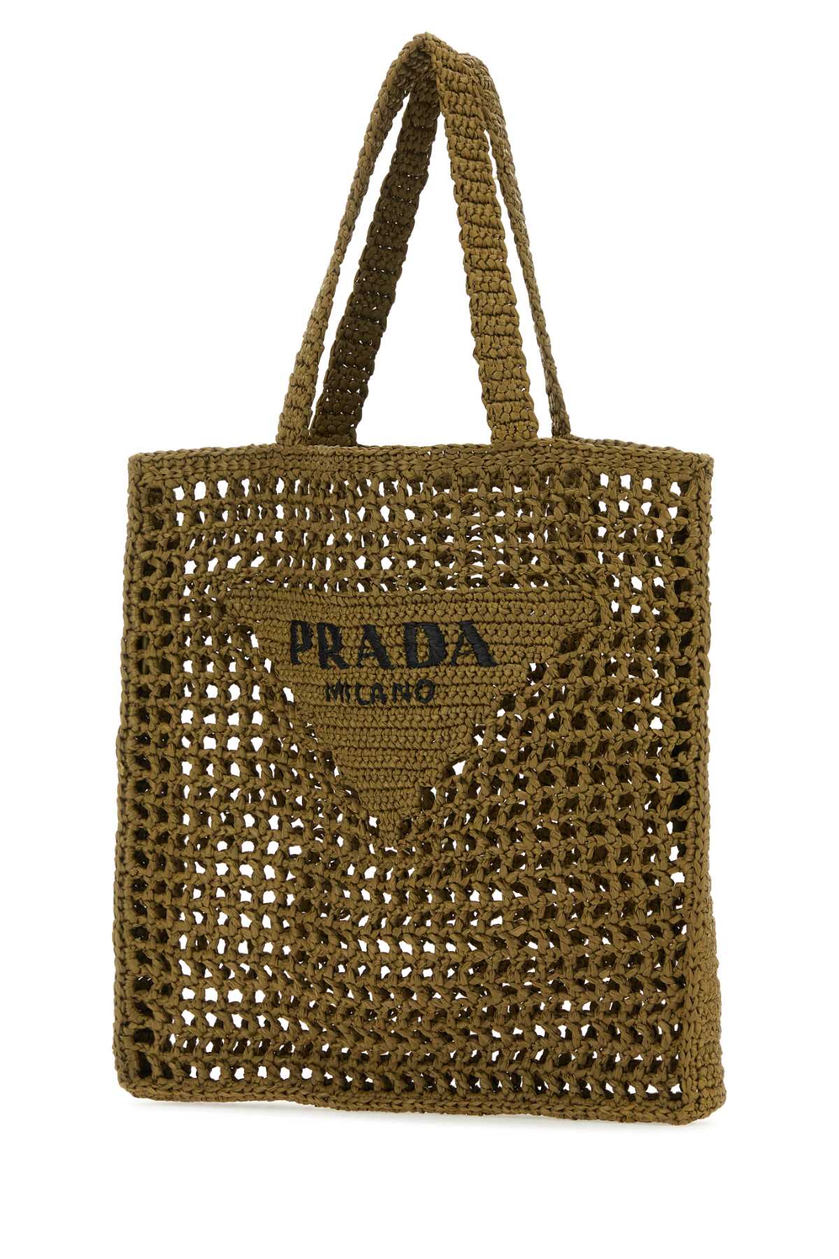 PRADA Chic Khaki Raffia Shopping Handbag - 36cm x 38cm