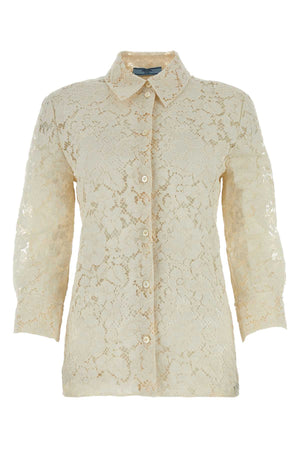 PRADA Elegant Ivory Lace Shirt