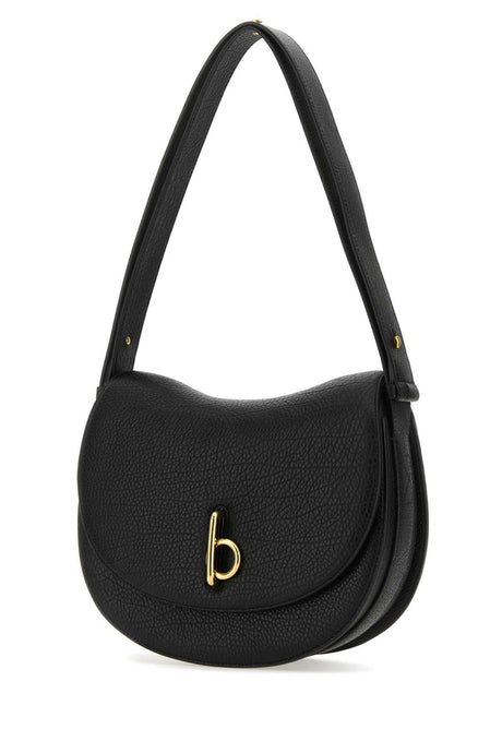 BURBERRY Elegant Black Leather Medium Rocking Horse Shoulder Handbag