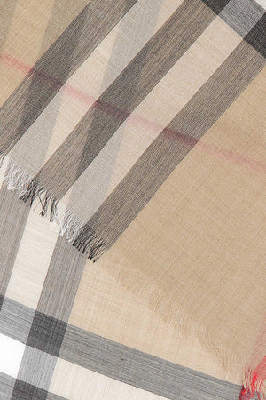 BURBERRY Stylish Embroidered Wool Blend Foulard - 220 cm x 70 cm