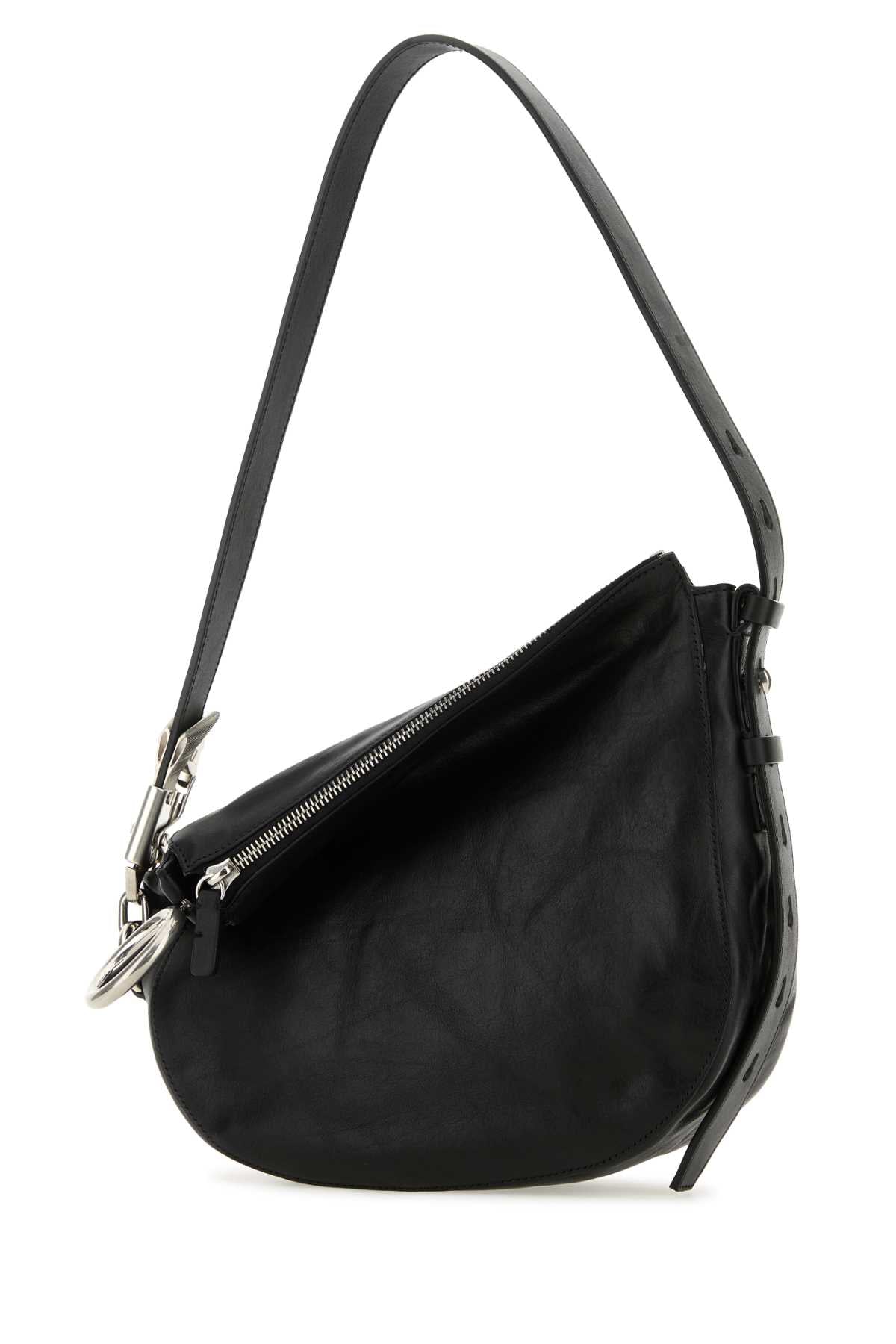 BURBERRY Mini Black Leather Knight Crossbody Handbag