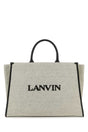 LANVIN Melange Grey Cotton Blend Medium In & Out Shopping Handbag