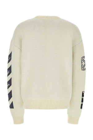 OFF WHITE Oversized Ivory Wool Blend Cardigan for Men