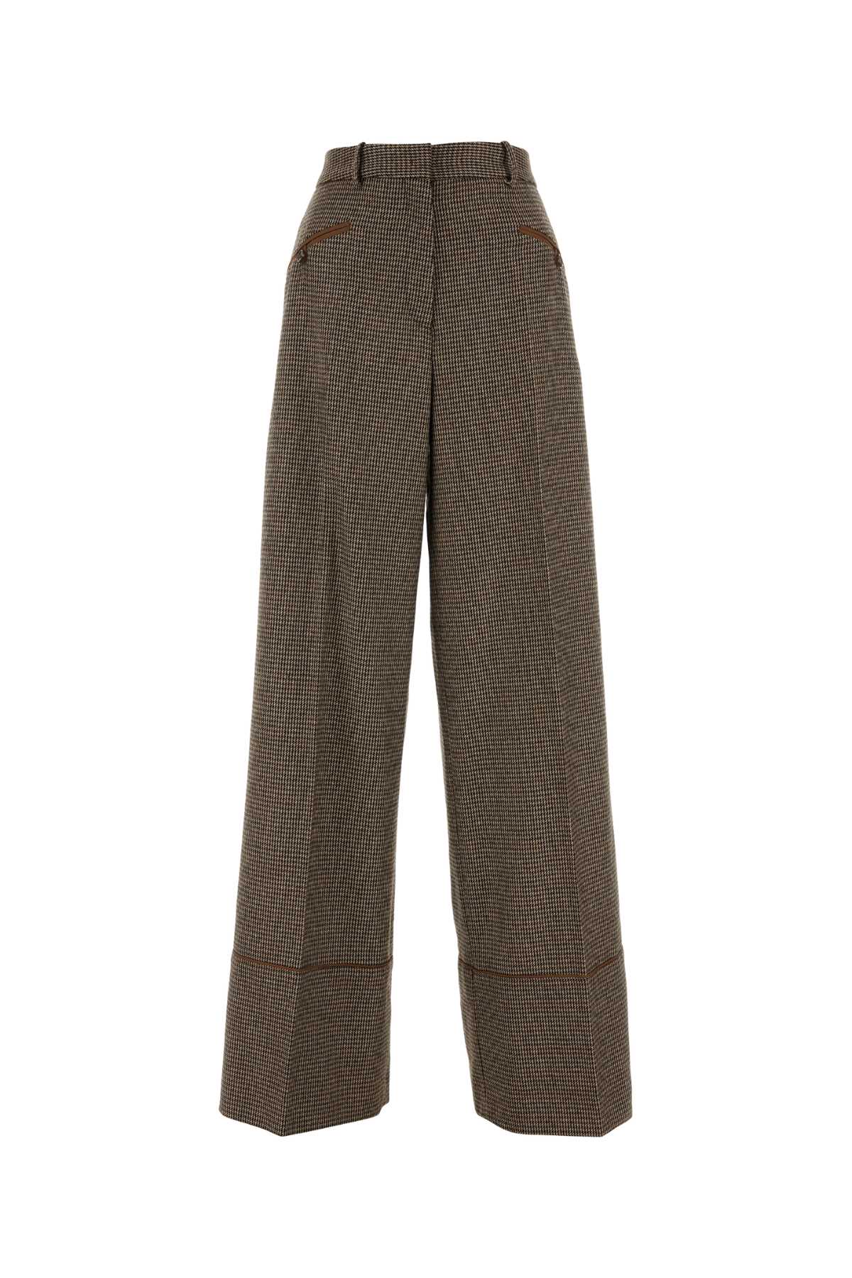 BALLY Embroidered Stretch Wool Blend Wide-Leg Pants