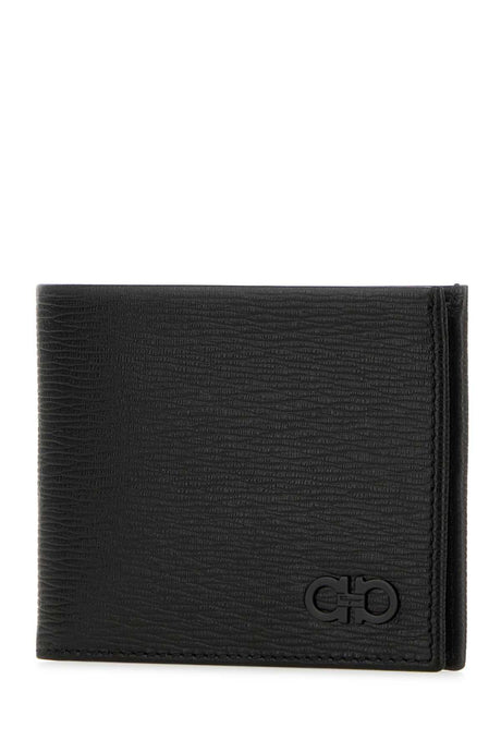 SALVATORE FERRAGAMO Elegant Black Leather Wallet - 12cm x 10cm x 2cm