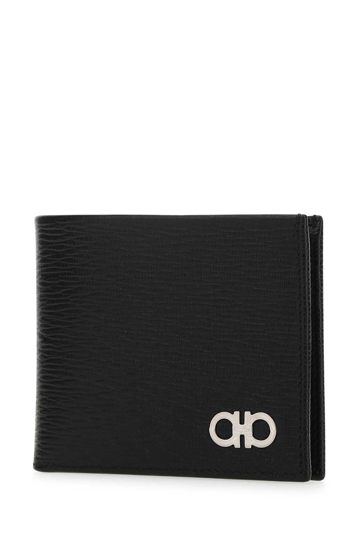 SALVATORE FERRAGAMO Men's Mini Black Leather Wallet - Perfect for Everyday Use