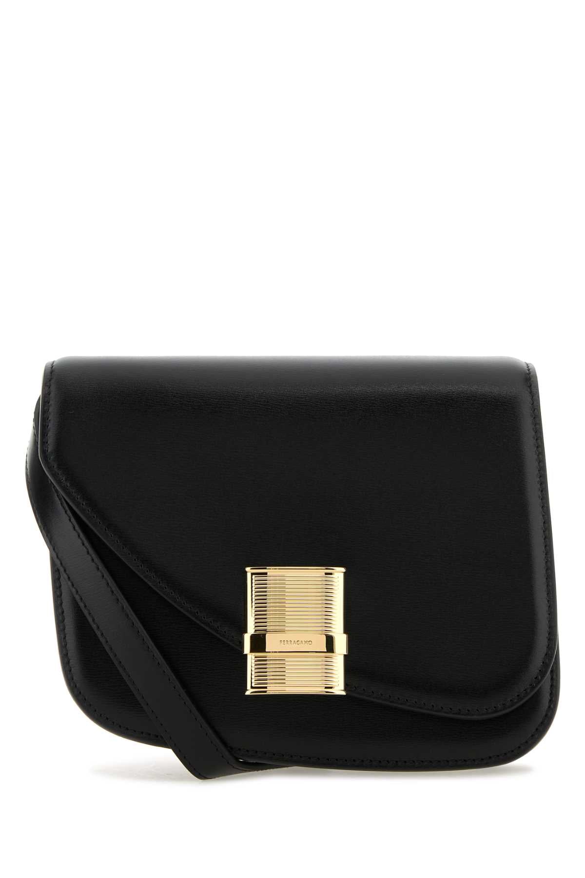 SALVATORE FERRAGAMO Mini Black Leather Crossbody Handbag