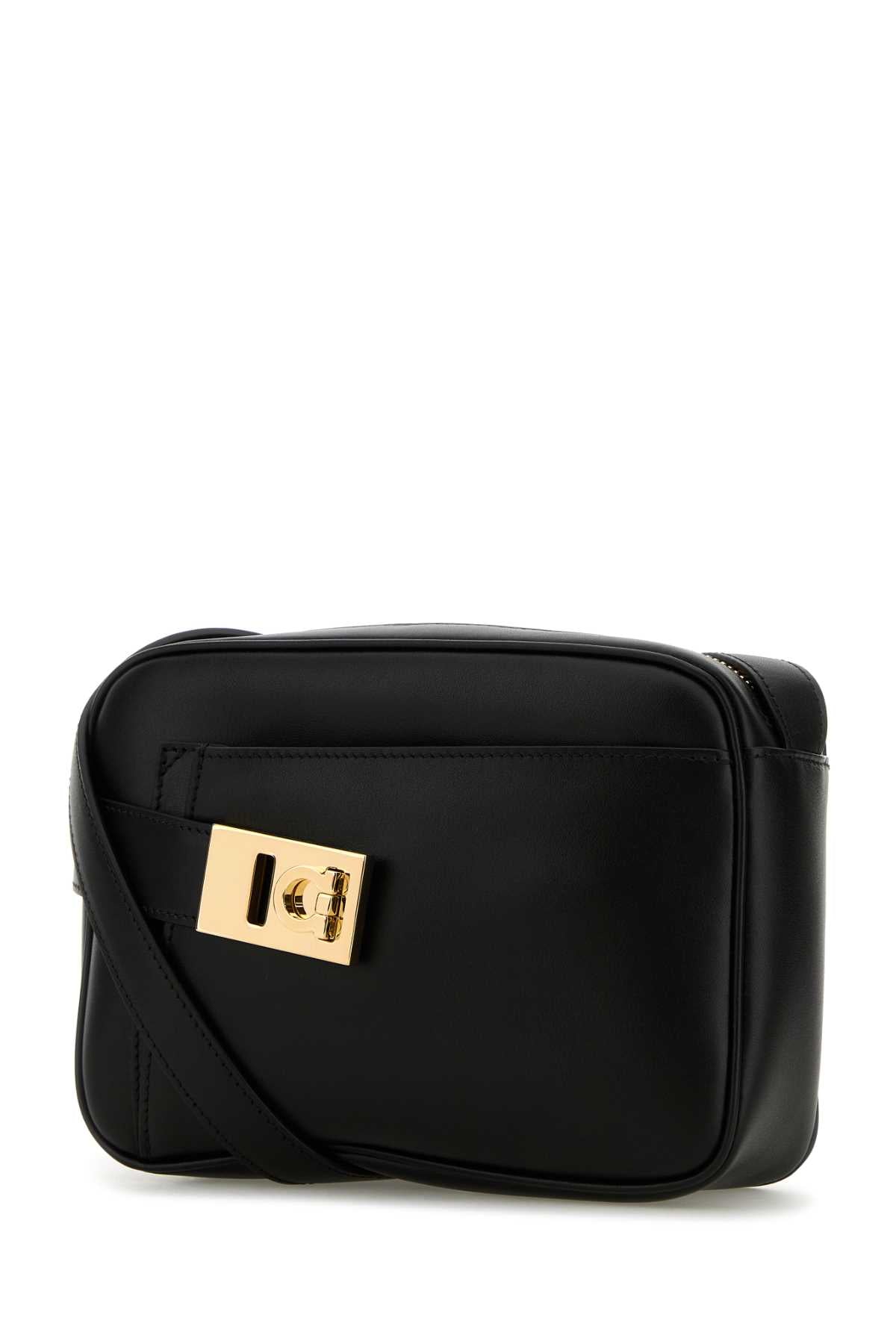 SALVATORE FERRAGAMO Mini Black Leather Archive Crossbody Handbag