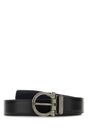 SALVATORE FERRAGAMO Reversible Black Leather Belt - Height 3 cm