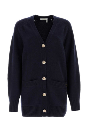 CHLOE Sophisticated Navy Blue Cashmere Blend Cardigan