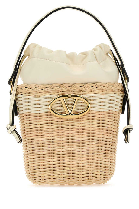 VALENTINO GARAVANI Mini Wicker VLogo Signature Bucket Handbag