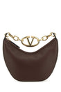 VALENTINO GARAVANI Brown Leather Mini Hobo Handbag with VLogo Moon Design