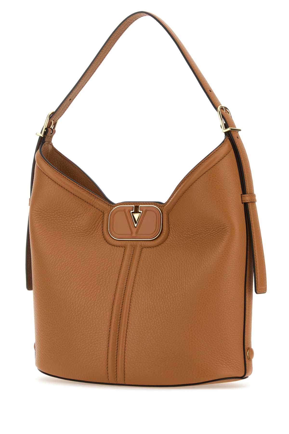 VALENTINO GARAVANI Camel Leather VLogo Handbag - 27x30x12 cm