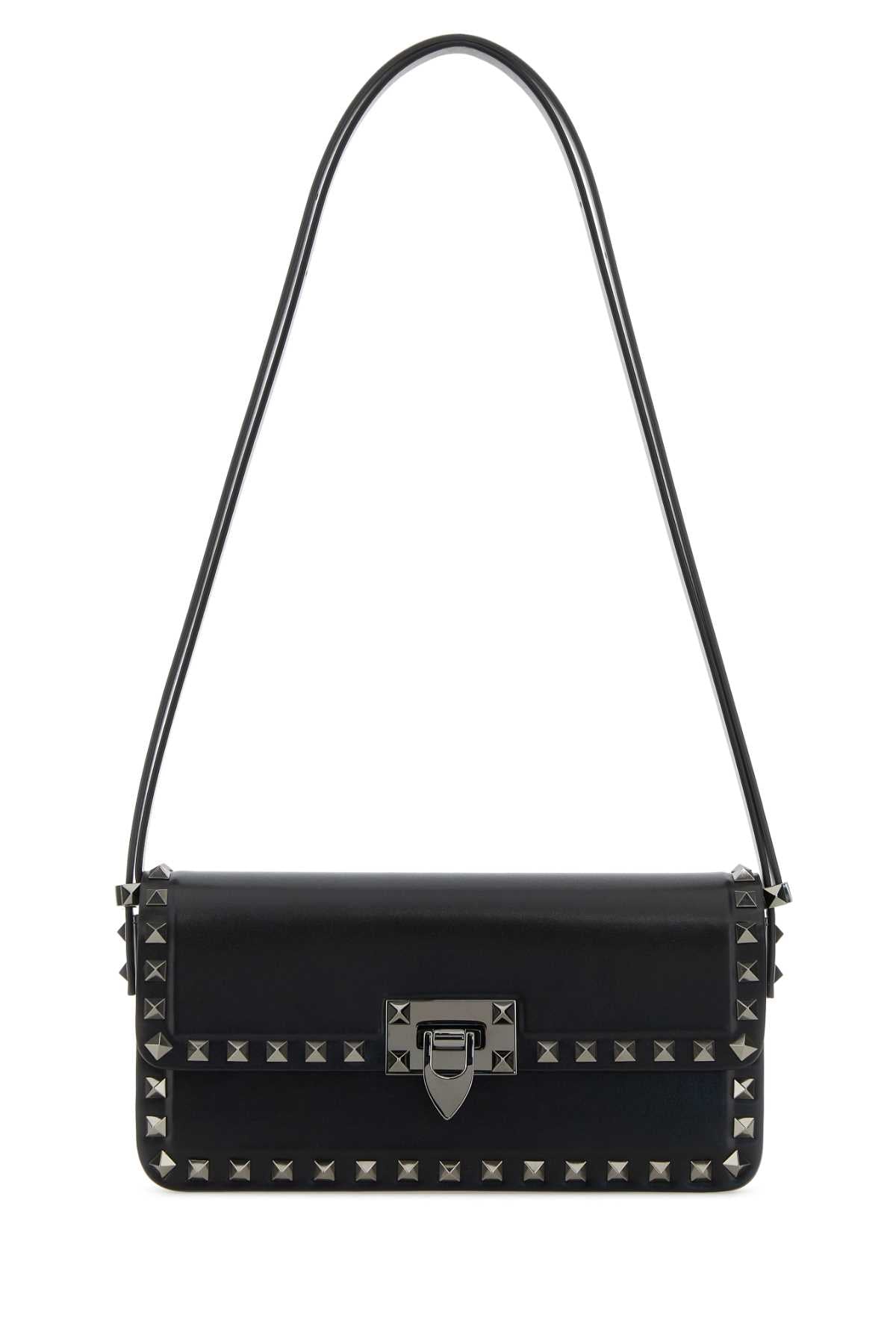 VALENTINO GARAVANI Mini Rockstud Black Leather Shoulder Handbag