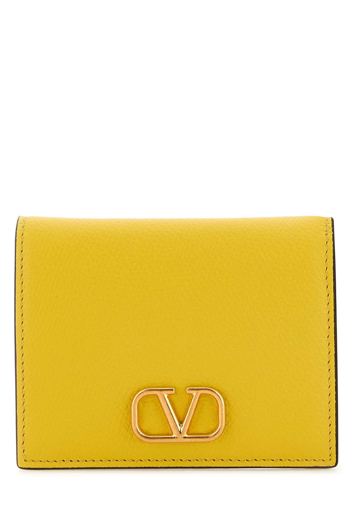 VALENTINO GARAVANI Mini Leather Wallet in Bright Yellow