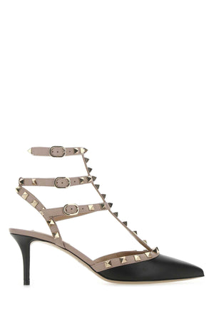 VALENTINO GARAVANI Two-tone Leather Rockstud Pumps with 6 cm Heel